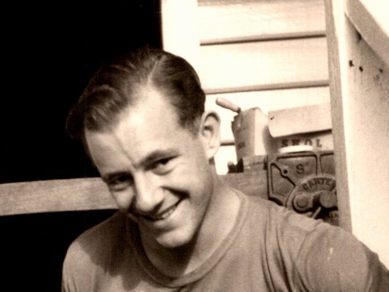 Derek Distel, smiling, photographed at Richmond in 1965